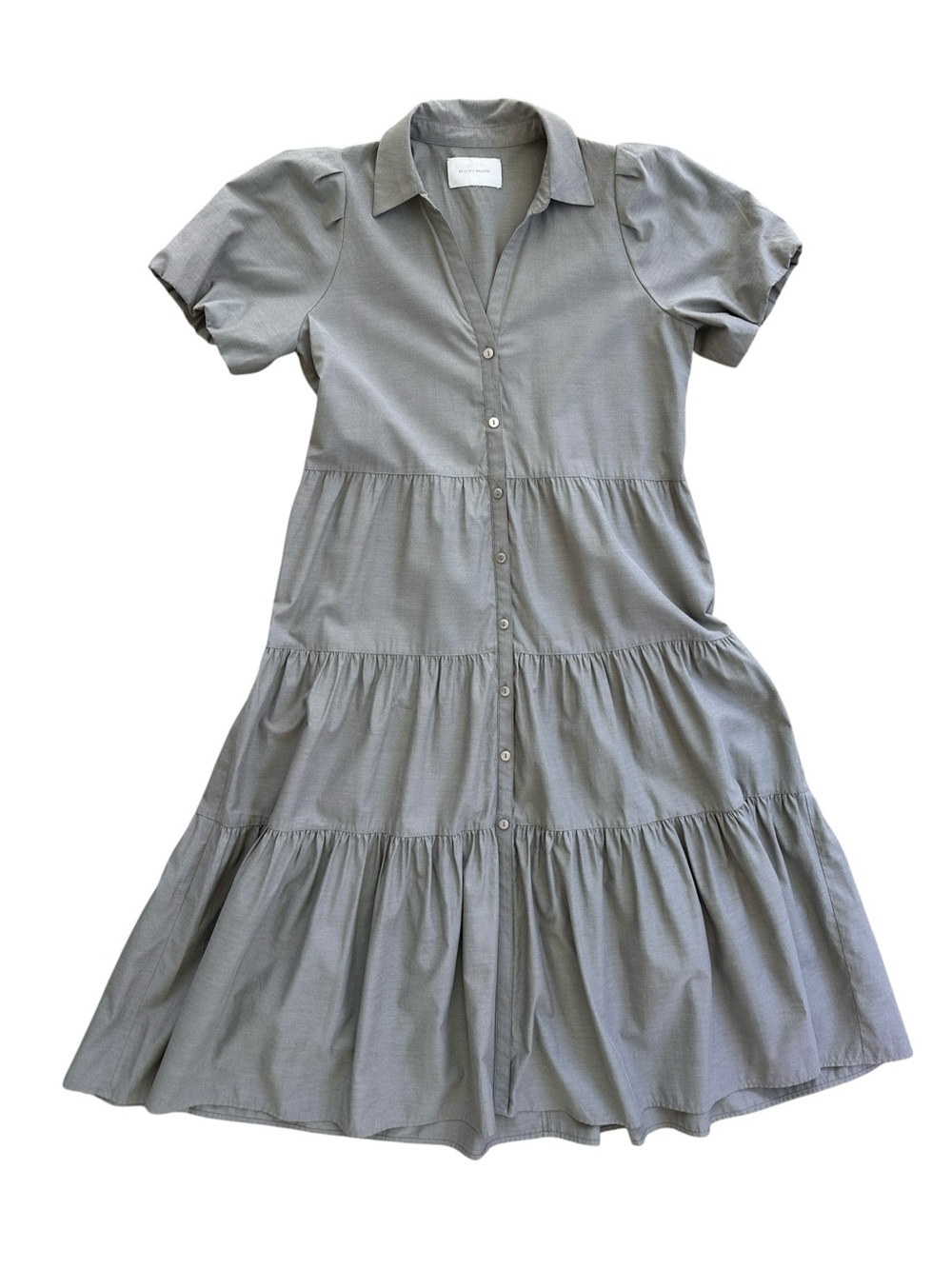 Brochu Walker Gray Puff Sleeve Button Front Midi Dress